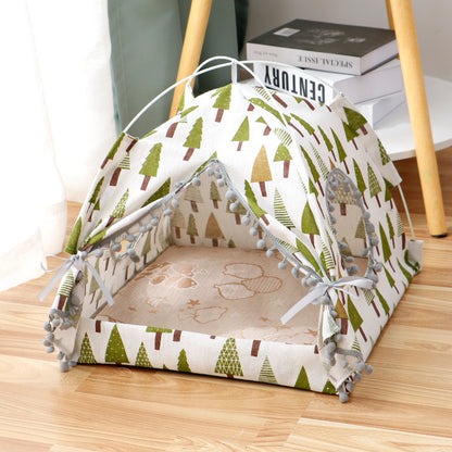 Indoor Cat House Tent – Cozy Washable Pet Bed Cave with Soft Cushion for Cats & Kittens