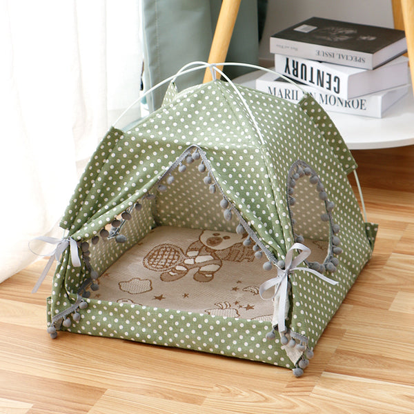 Indoor Cat House Tent – Cozy Washable Pet Bed Cave with Soft Cushion for Cats & Kittens