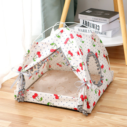 Indoor Cat House Tent – Cozy Washable Pet Bed Cave with Soft Cushion for Cats & Kittens
