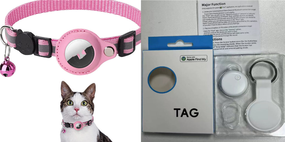 Reflective Waterproof AirTag Pet Collar with Protective Holder for Dogs and Cats