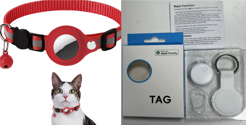 Reflective Waterproof AirTag Pet Collar with Protective Holder for Dogs and Cats