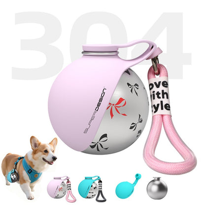 Portable Stainless Steel Dog Water Bottle with Drinking Bowl for Small Dogs and Puppies